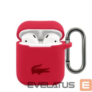 Dėklai ausinėms Lacoste Apple Airpods 1/2 Liquid Silicone Glossy Printing Logo Case Red
