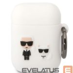 Dėklai ausinėms Karl Lagerfeld - Airpods 1/2 Choupette Silicone Case White