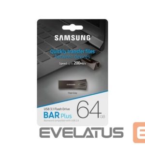 USB atmintinė Samsung  Samsung BAR Plus MUF-64BE4/APC 64 GB, USB 3.1, Grey 