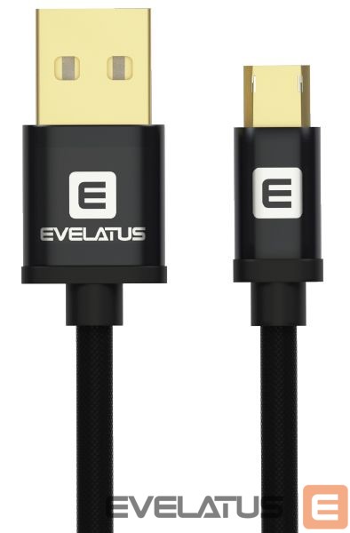 Kabelis Evelatus Data cable Micro USB EDC02 dual side gold plated connectors Black