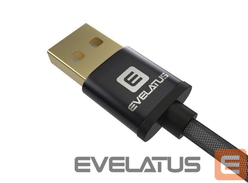 Kabelis Evelatus Data cable Micro USB EDC02 dual side gold plated connectors Black