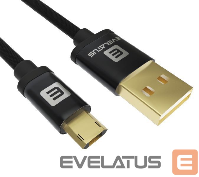 Kabelis Evelatus Data cable Micro USB EDC02 dual side gold plated connectors Black
