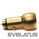 Automobiliniai įkrovikliai Evelatus - Car Charger ECC01 GOLD 2USB port 3.1A with stainless steel escape tool Gold