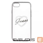 Nugarėlės dėklai Guess Apple iPhone 7 / 8 Heart TPU case Silver