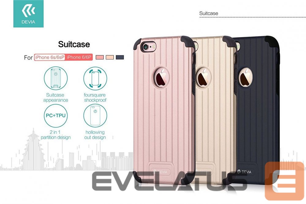 Nugarėlės dėklai Devia Apple iPhone 6 / 6s Plus Suitcase Black