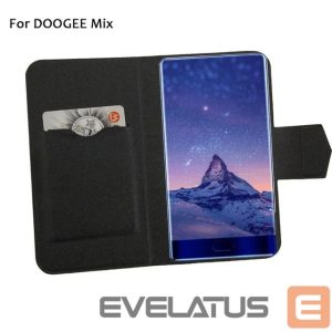 Knygos tipo dėklas dėklai Doogee  MIX Flip cover + tempered glass Black