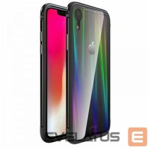 Nugarėlės dėklai Luphie Apple iPhone XR Aurora Condom Aluminium Frame + TPU Case Black Clear