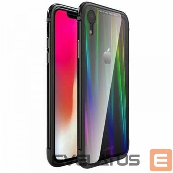 Nugarėlės dėklai Luphie Apple iPhone XR Aurora Condom Aluminium Frame + TPU Case Black Clear