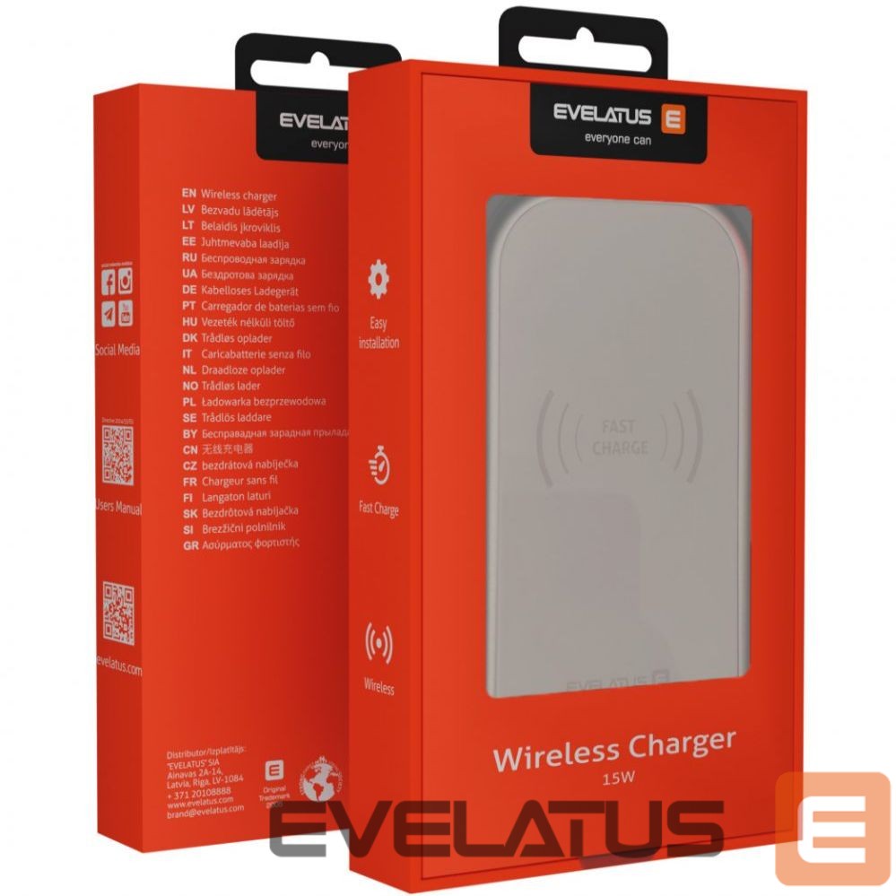 Belaidis įkroviklis Evelatus - Wireless Desk charger EWD01 White
