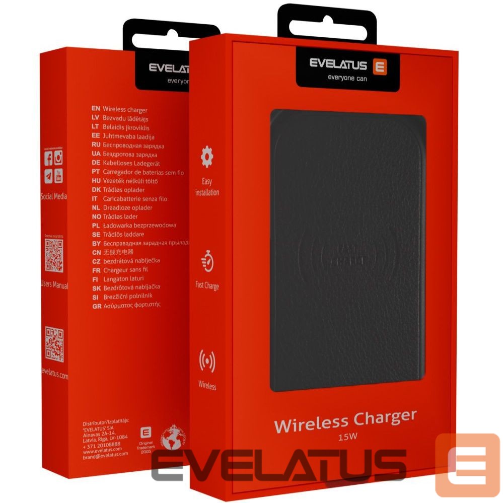 Belaidis įkroviklis Evelatus Universal Wireless Desk charger EWD01 Black