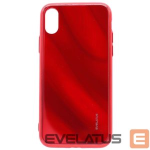 Nugarėlės dėklai Evelatus Apple iPhone X/XS Water Ripple Full Color Electroplating Tempered Glass Case Red