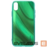 Nugarėlės dėklai Evelatus Apple iPhone X/XS Water Ripple Full Color Electroplating Tempered Glass Case Green