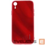 Nugarėlės dėklai Evelatus Apple iPhone XR Water Ripple Full Color Electroplating Tempered Glass Case Red