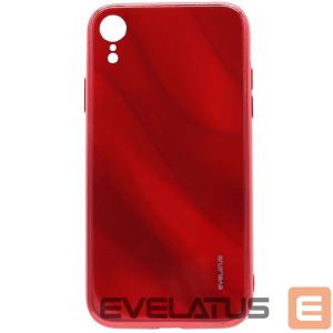 Nugarėlės dėklai Evelatus Apple iPhone XR Water Ripple Full Color Electroplating Tempered Glass Case Red