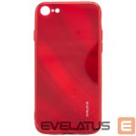 Nugarėlės dėklai Evelatus Apple iPhone 7/8/SE2020/SE2022 Water Ripple Full Color Electroplating Tempered Glass Case Red