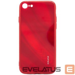 Nugarėlės dėklai Evelatus Apple iPhone 7/8/SE2020/SE2022 Water Ripple Full Color Electroplating Tempered Glass Case Red