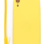 Nugarėlės dėklai Evelatus Apple iPhone XR Soft Touch Silicone Case with Strap Yellow