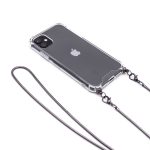 Nugarėlės dėklai Evelatus Apple iPhone 11 Pro Silicone Transparent with Necklace TPU Strap Space Gray