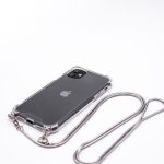 Nugarėlės dėklai Evelatus Apple iPhone 11 Pro Silicone Transparent with Necklace TPU Strap Silver