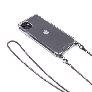 Nugarėlės dėklai Evelatus Apple iPhone 11 Pro Max Silicone Transparent with Necklace TPU Strap Space Gray