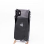 Nugarėlės dėklai Evelatus Apple iPhone 11 Pro Max Silicone Transparent with Necklace TPU Strap Gold