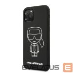 Nugarėlės dėklai Karl Lagerfeld Apple iPhone 11 Pro Silicone Ikonik White Outline Black