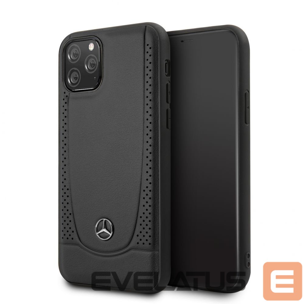 Nugarėlės dėklai Mercedes-Benz Apple iPhone 11 Pro Leather Hardcase Perforation Black