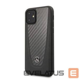 Nugarėlės dėklai Mercedes-Benz Apple iPhone 11 Hard Case Leather Carbon Fiber Black