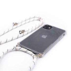 Nugarėlės dėklai Evelatus Apple iPhone 11 Silicone Transparent with Necklace TPU Strap Transparent