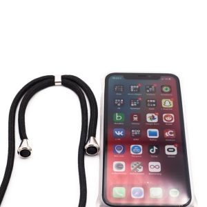 Nugarėlės dėklai Evelatus Apple iPhone 11 Pro Max Case with rope Black Transparent