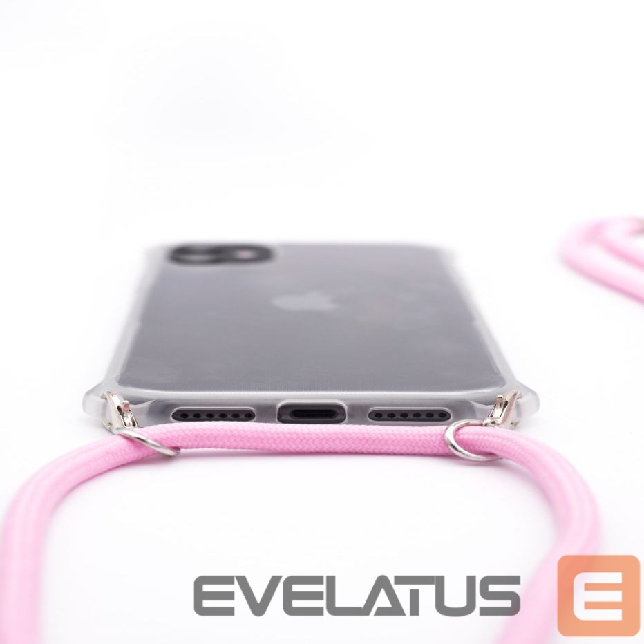 Nugarėlės dėklai Evelatus Apple iPhone 11 Pro Max Silicone Transparent with Necklace TPU Strap Transparent