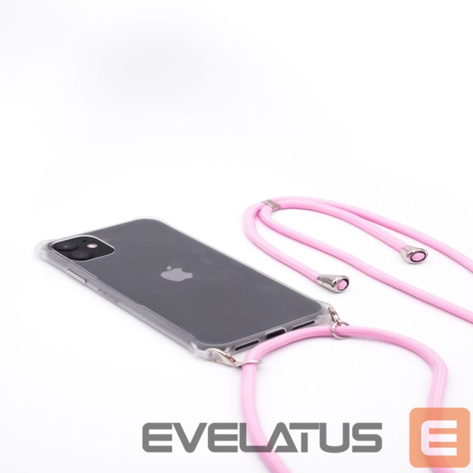 Nugarėlės dėklai Evelatus Apple iPhone 11 Pro Max Silicone Transparent with Necklace TPU Strap Transparent