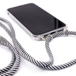 Nugarėlės dėklai Evelatus Apple iPhone Xs MAX Case with rope Black Stripes Transparent
