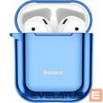 Nugarėlės dėklai Baseus  Metallic Shining Ultra-thin Silicone Protector Case with Hook for AirPods 1/2 Blue