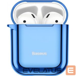 Nugarėlės dėklai Baseus  Metallic Shining Ultra-thin Silicone Protector Case with Hook for AirPods 1/2 Blue