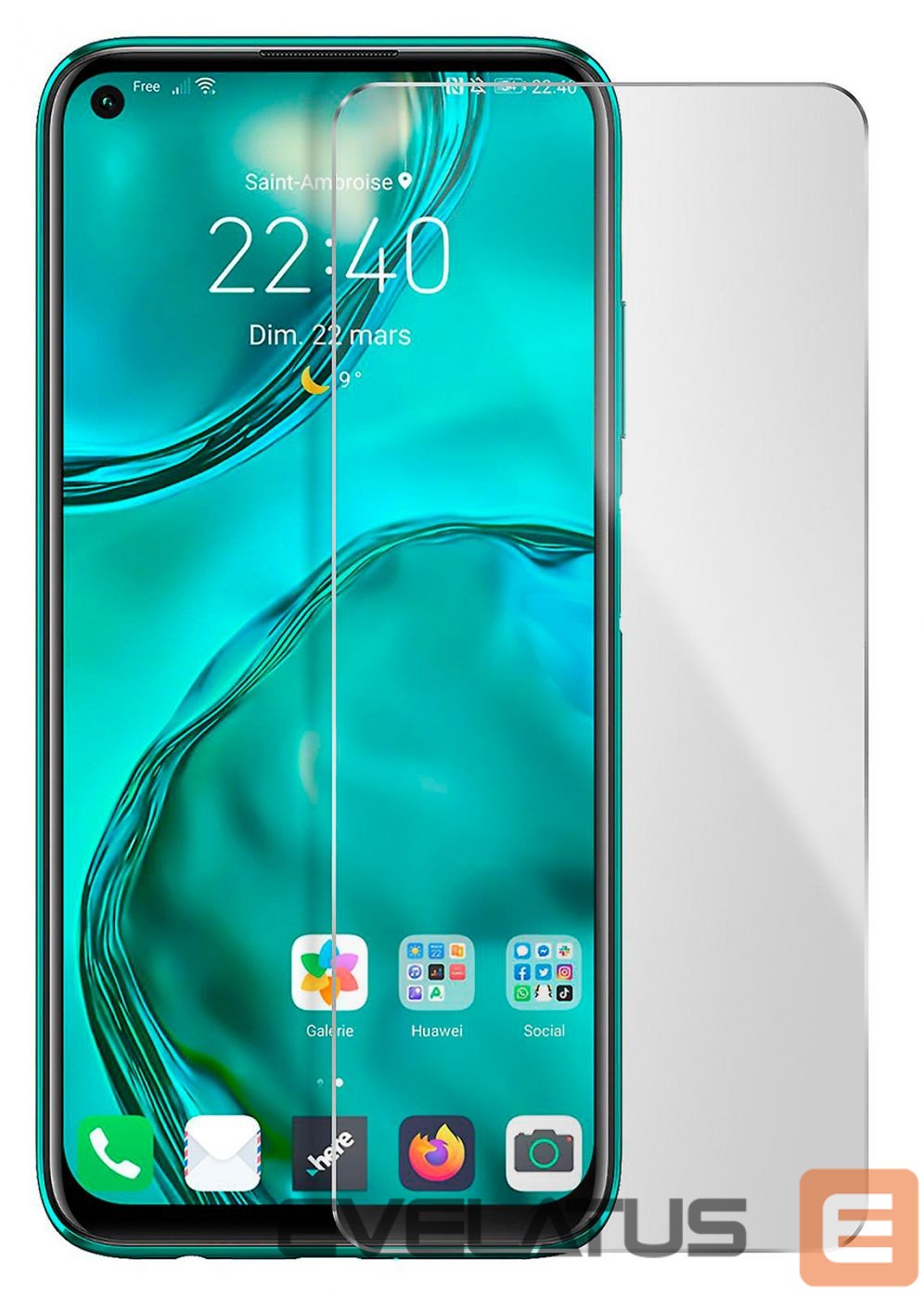Apsauginiai stiklai Evelatus Huawei Huawei P40 lite 0.33 Flat Clear Glass Japan Glue Anti-Static