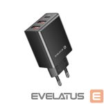 Adapteriai Evelatus  Evelatus Travel Charger EU Wall 3 Ports 32W USB-C / USB-A2 ETC06 Black
