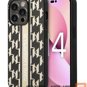 Nugarėlės dėklai Karl Lagerfeld Apple iPhone 14 Pro 6.1 hardcase Monogram Stripe Brown