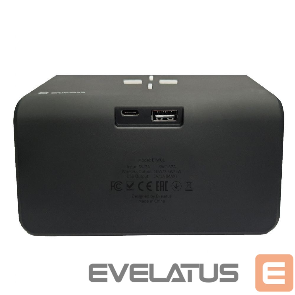 Belaidis įkroviklis Evelatus Evelatus Wireless Charging Clock WCC01BK Black