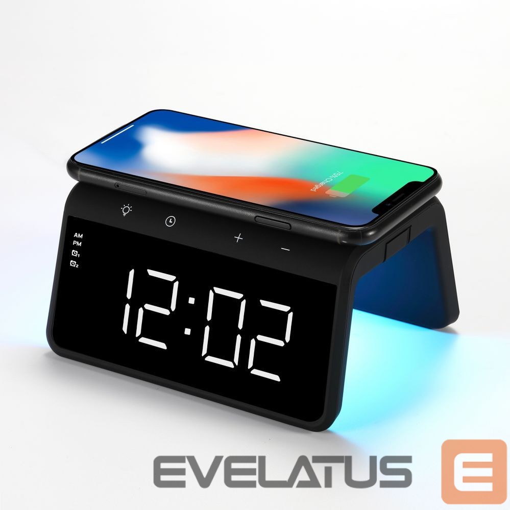 Belaidis įkroviklis Evelatus Evelatus Wireless Charging Clock WCC01BK Black