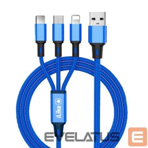 Kabelis iLike  Charging Cable 3 in 1 CCI02 Blue