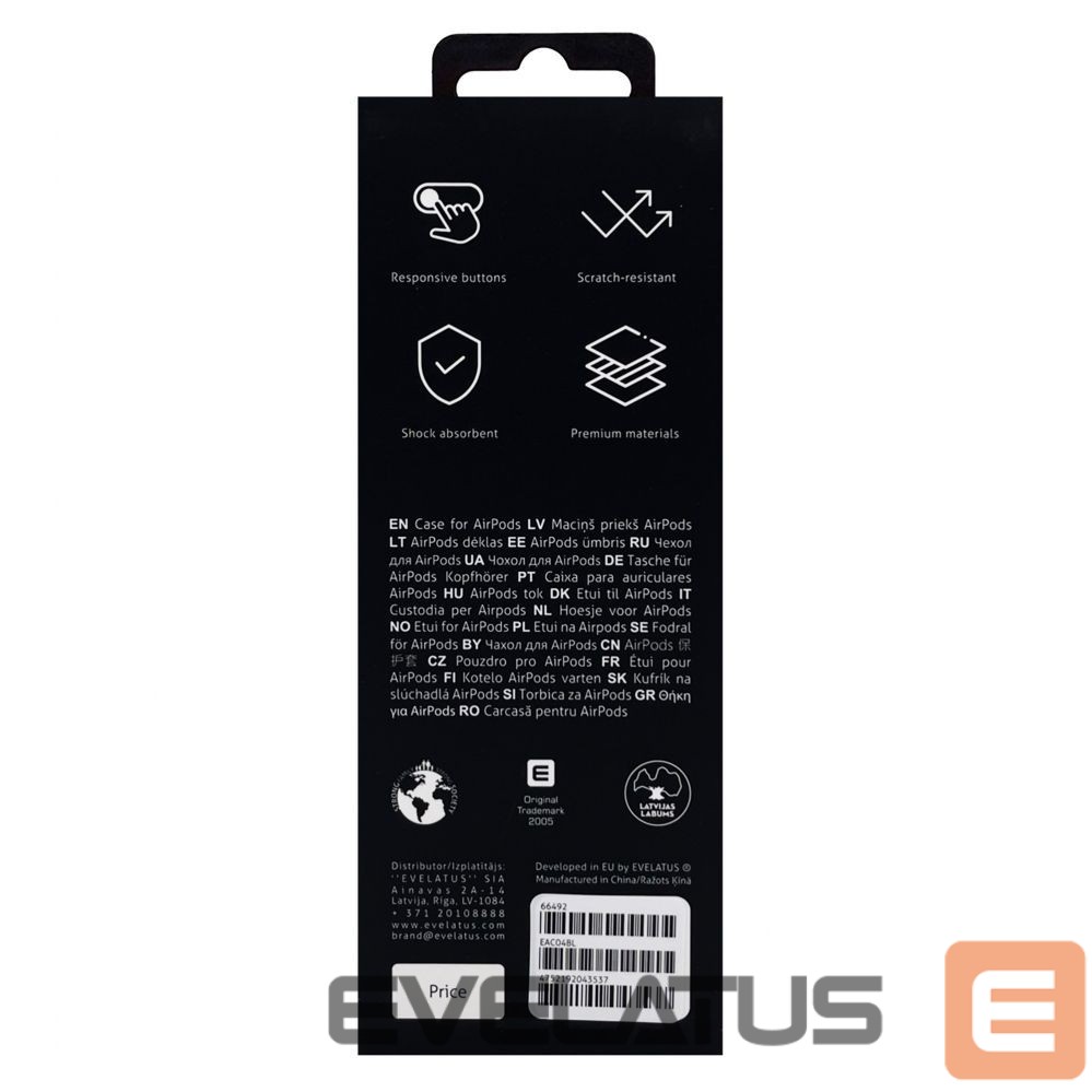 Dėklai ausinėms Evelatus Apple Airpods Case EAC04 Blue