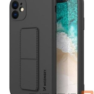 Nugarėlės dėklai Wozinsky - iPhone 12 silicone case with stand Kickstand Case Black