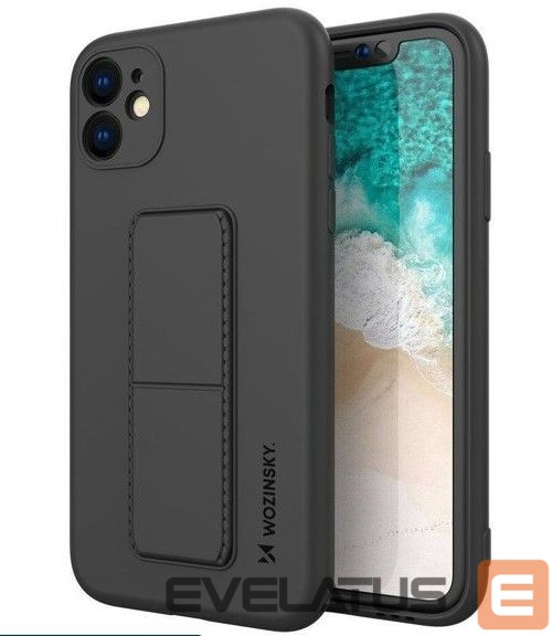 Nugarėlės dėklai Wozinsky Apple iPhone 12 Pro Max silicone case with stand Black