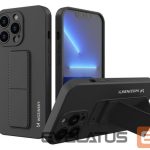 Nugarėlės dėklai Wozinsky Apple iPhone 13 Pro silicone case with stand Kickstand Case Black