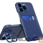 Nugarėlės dėklai iLike Apple iPhone 14 Pro Leather Stand Case card wallet with stand Blue