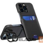 Nugarėlės dėklai iLike Apple iPhone 14 Pro Leather Stand Case cover card wallet with stand Black