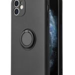 Nugarėlės dėklai iLike Apple IPHONE 12 PRO MAX SILICONE CASE RING Black