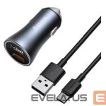 Automobiliniai įkrovikliai Baseus  Contactor Pro fast car charger 2x USB 40 W Quick Charge SCP FCP AFC + USB cable - USB Type C Grey