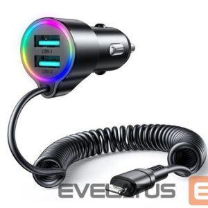 Automobiliniai įkrovikliai Joyroom  3-in-1 fast car charger with Lightning cable 1.5m 17W Black